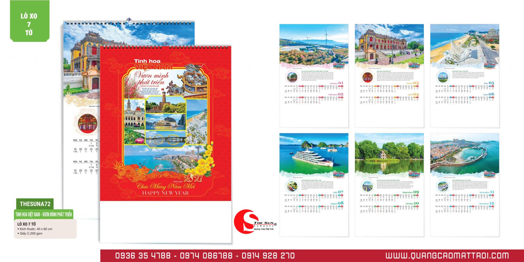 Lịch lò xo 7 tờ 2027